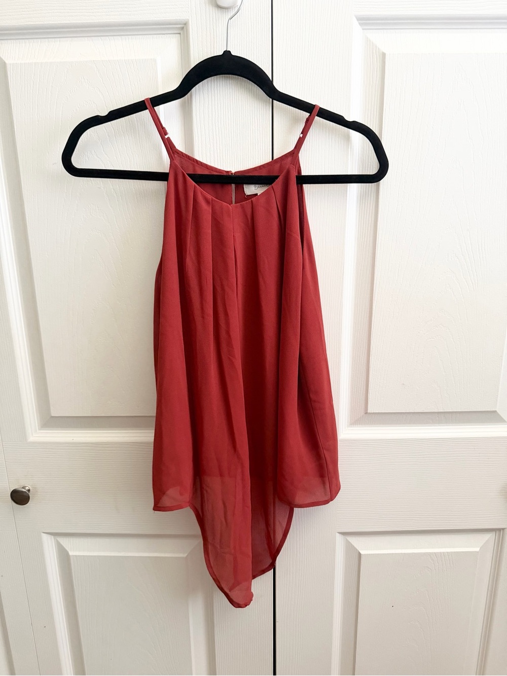 5 for $25! Asymmetrical Rust Halter-Style Chiffon Blouse